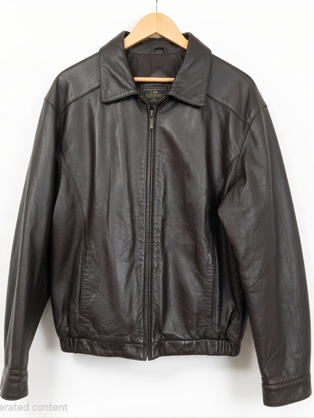Roundtree & Yorke Dark Brown Leather Bomber Vintage Jacket L